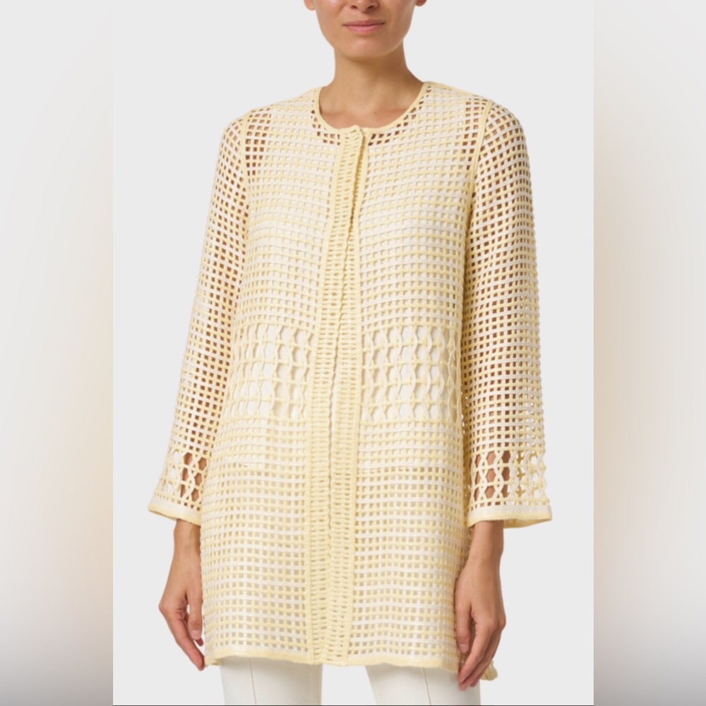 Rani Arabella - COTTON LACE JACKET: LEMON-WHITE - size small